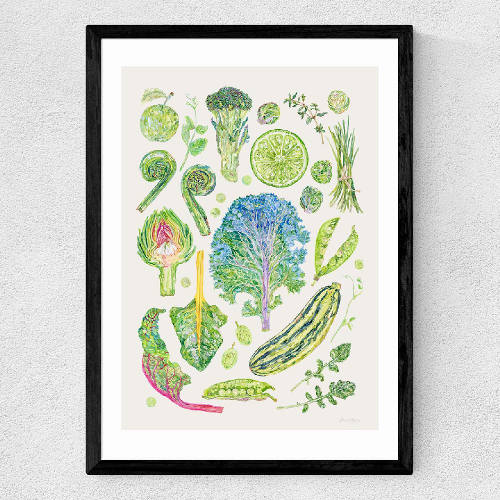 East End Prints Green Harvest Of Fruit And Vegetables