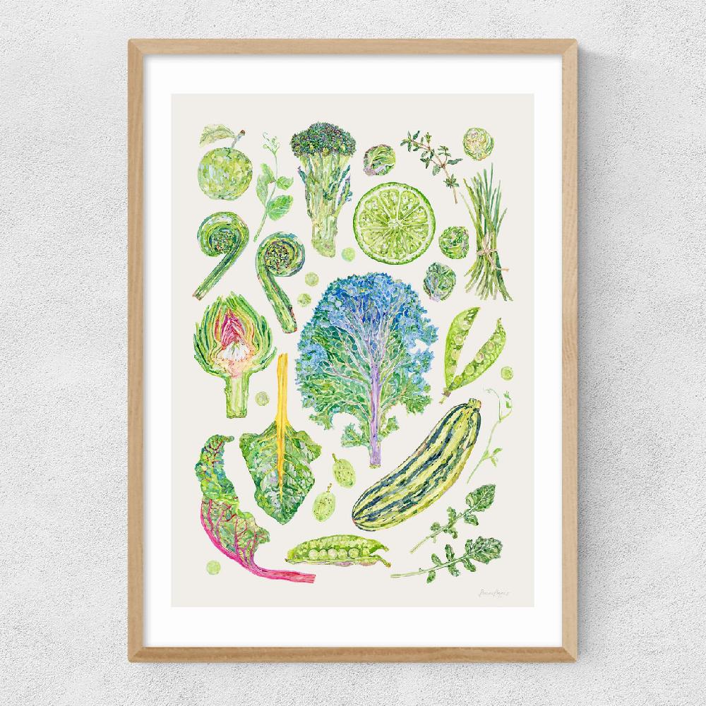 East End Prints Green Harvest Of Fruit And Vegetables