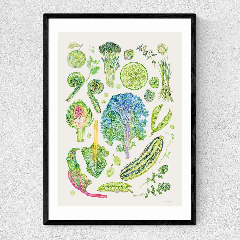 east end prints Green Harvest Of Fruit And Vegetables