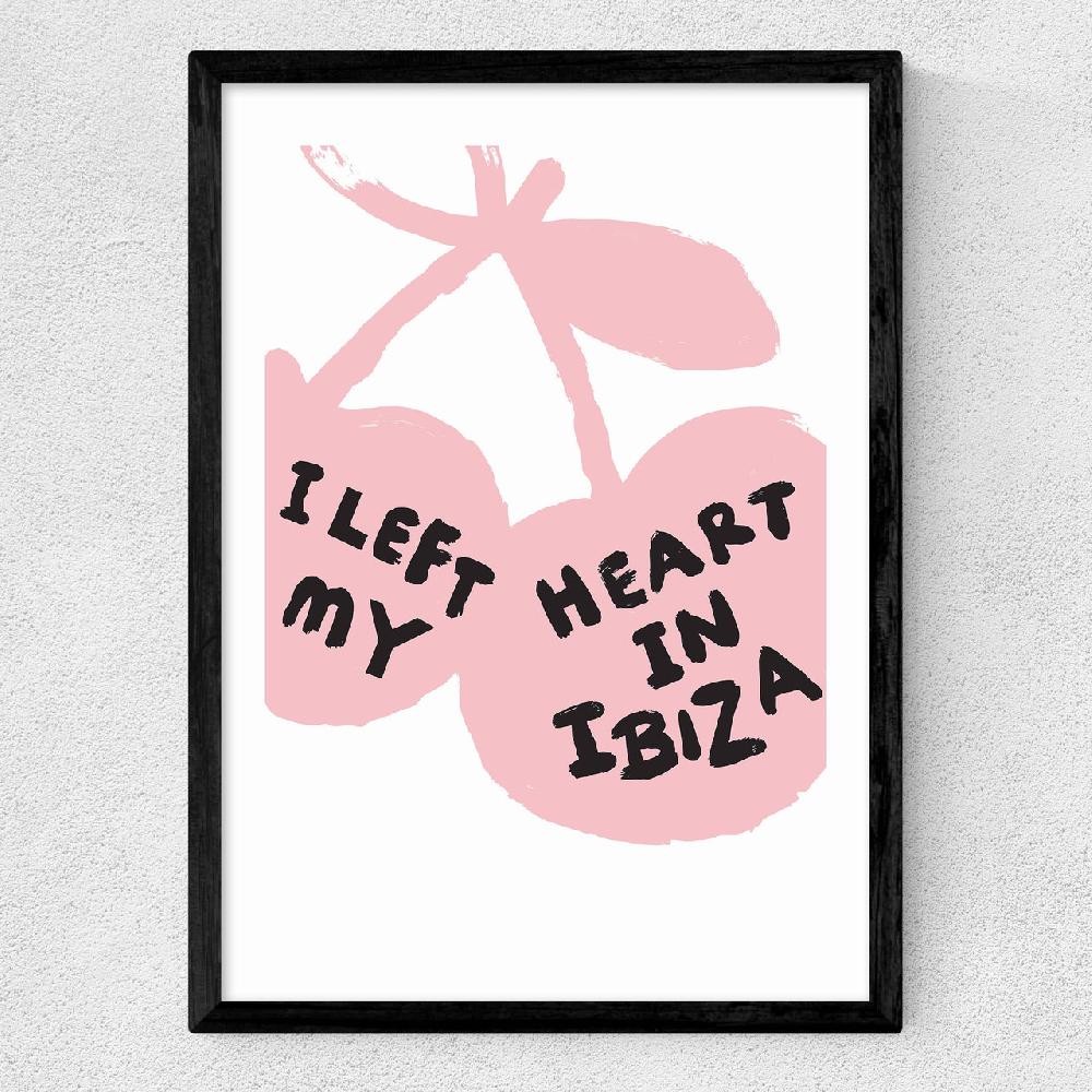 East End Prints I Left My Heart In Ibiza (Pink And Black)