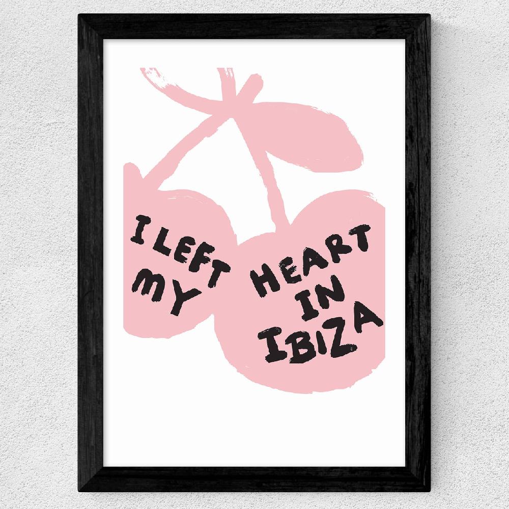 East End Prints I Left My Heart In Ibiza (Pink And Black)