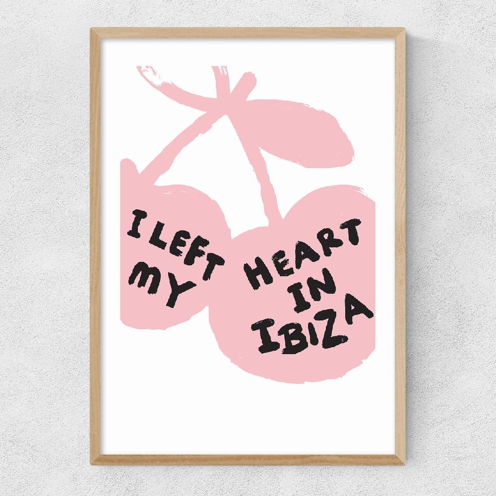 East End Prints I Left My Heart In Ibiza (Pink And Black)