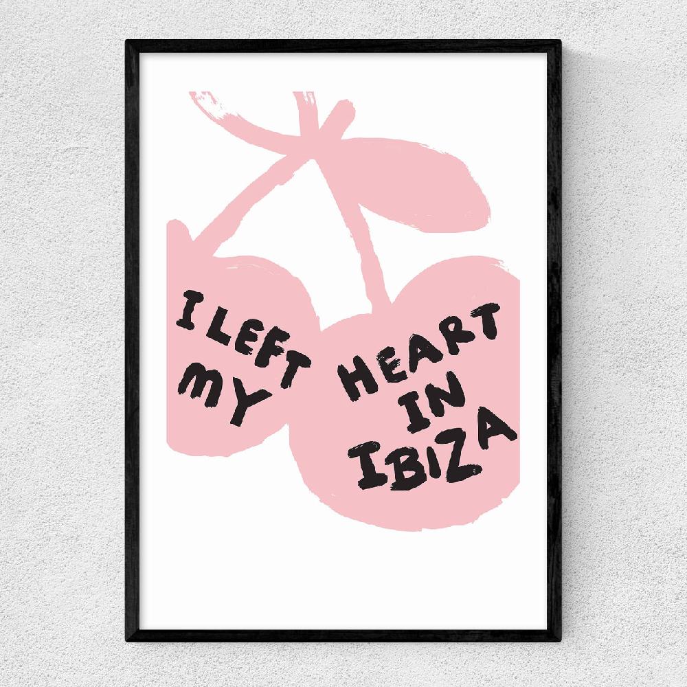 east end prints I Left My Heart In Ibiza (Pink and Black)