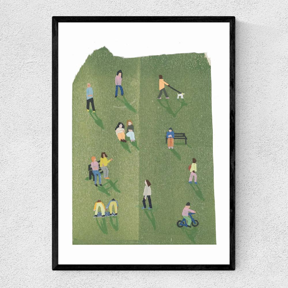 east end prints Minimal Collage Green Park With People