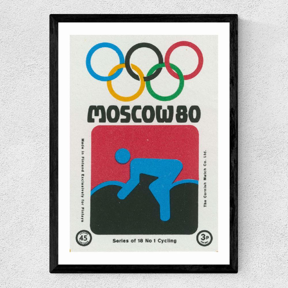 East End Prints Moscow Olympics Cycling Matchbox Label