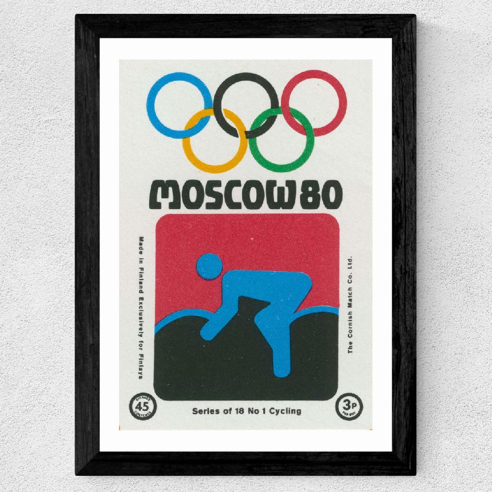 East End Prints Moscow Olympics Cycling Matchbox Label