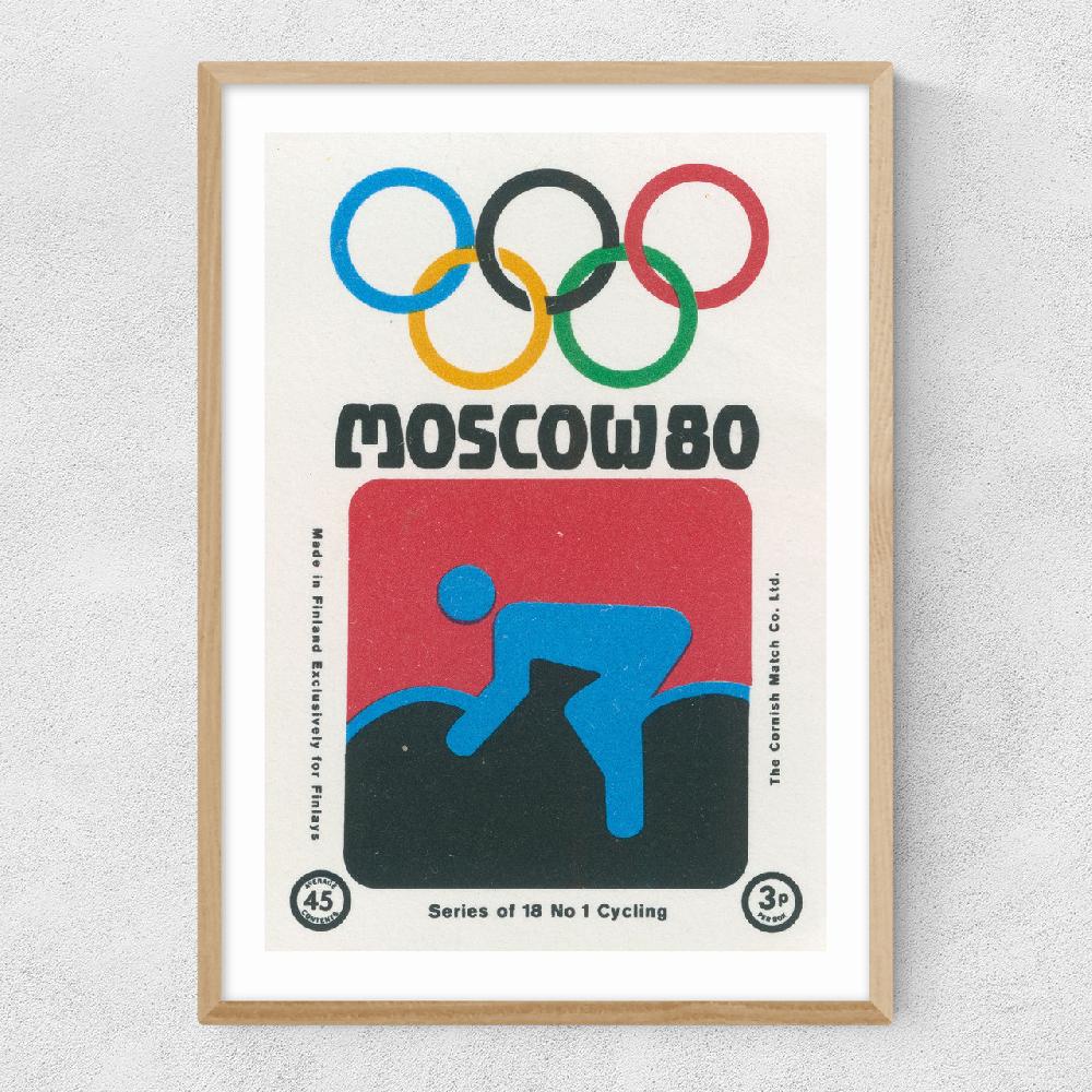 East End Prints Moscow Olympics Cycling Matchbox Label