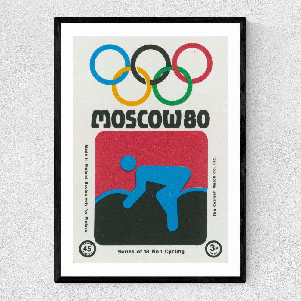 east end prints Moscow Olympics Cycling Matchbox Label