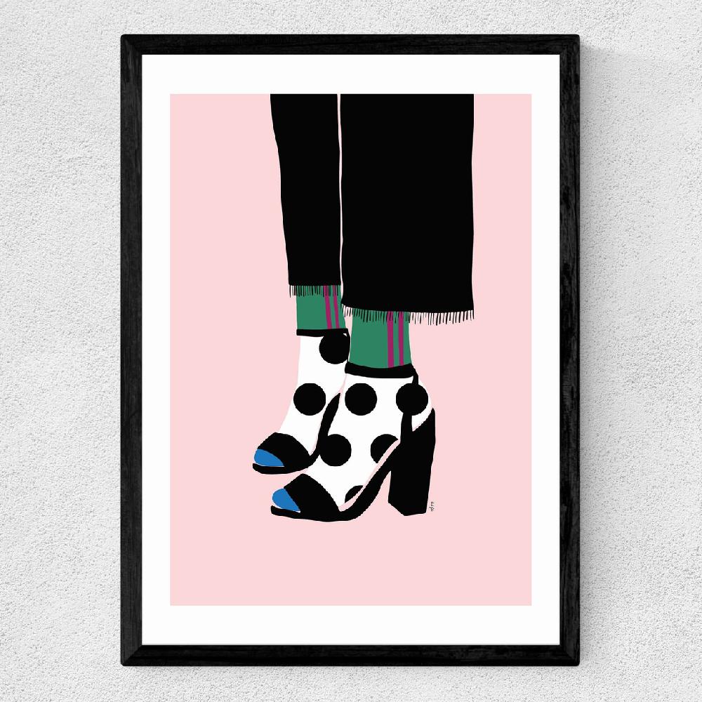 East End Prints Polka Dot Socks In Heels By Linda Gobeta