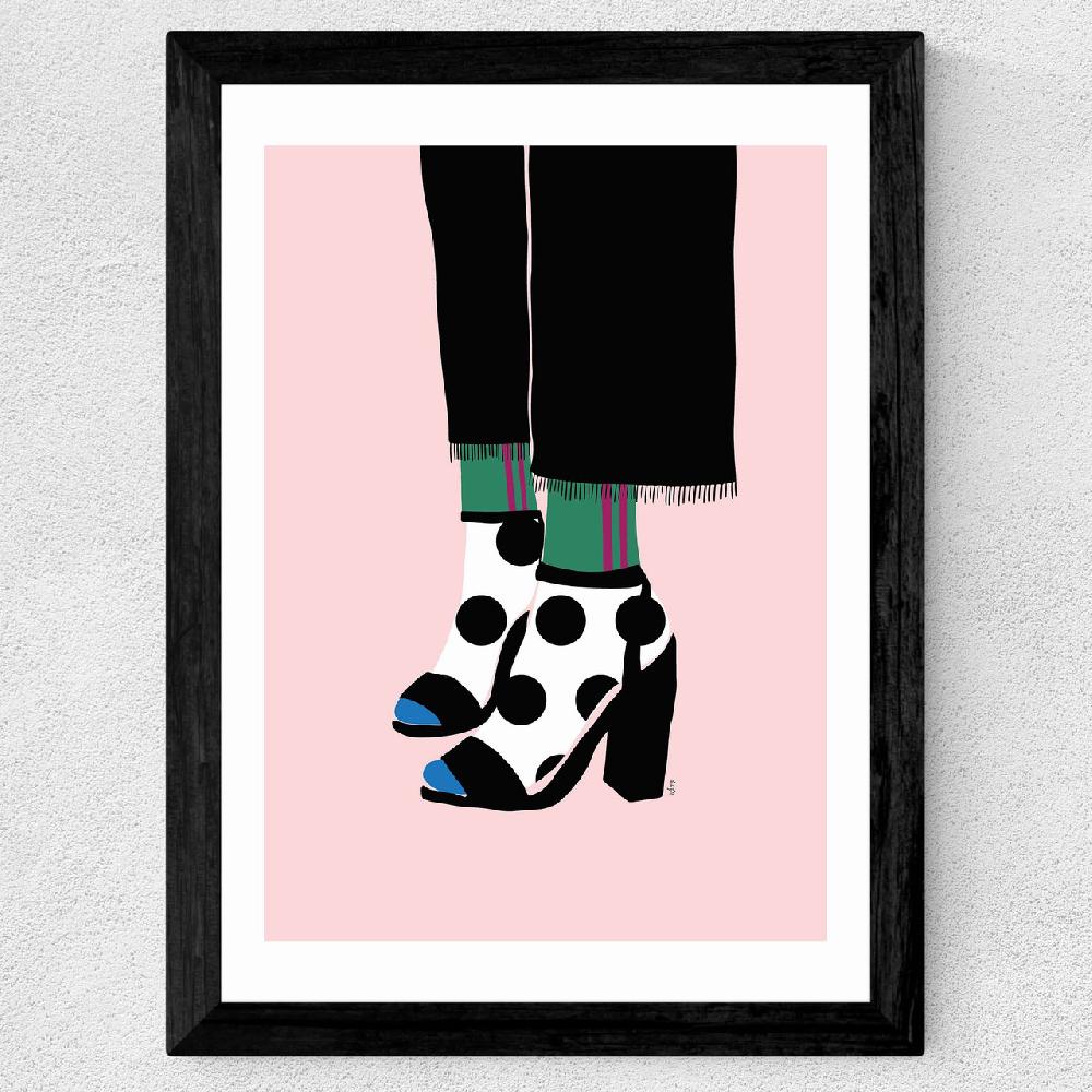 East End Prints Polka Dot Socks In Heels By Linda Gobeta