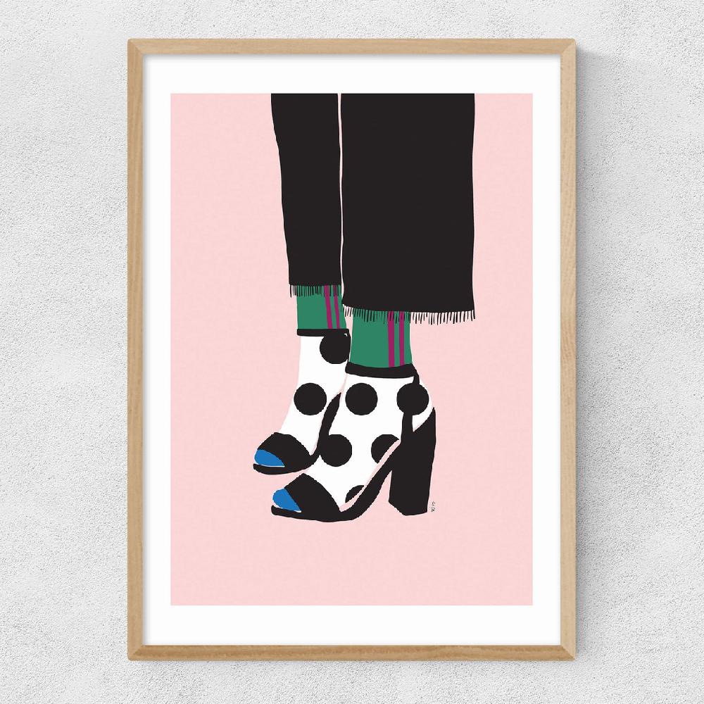 East End Prints Polka Dot Socks In Heels By Linda Gobeta