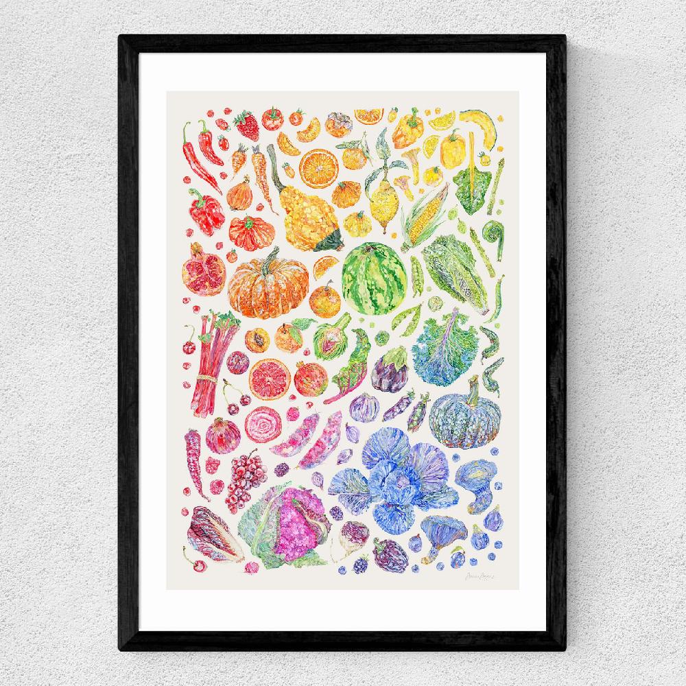 East End Prints Rainbow Harvest Of Fruit And Vegetables
