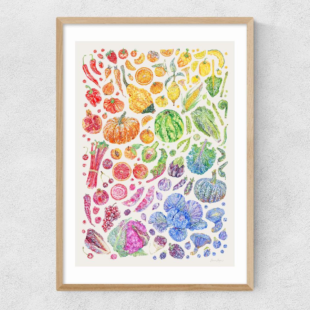 East End Prints Rainbow Harvest Of Fruit And Vegetables