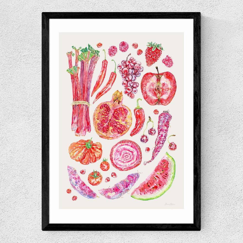 East End Prints Red Harvest Of Fruit And Vegetables