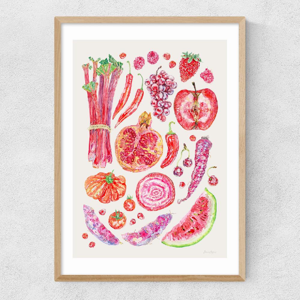 East End Prints Red Harvest Of Fruit And Vegetables
