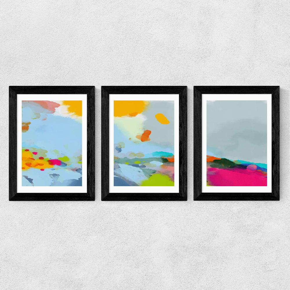 East End Prints Red Poppies Field Abstract Triptych