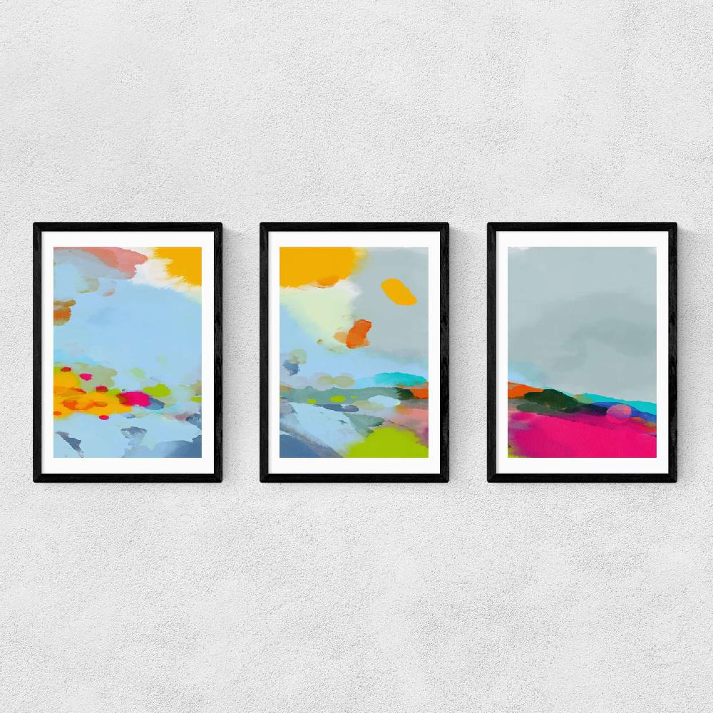 east end prints Red Poppies Field Abstract Triptych