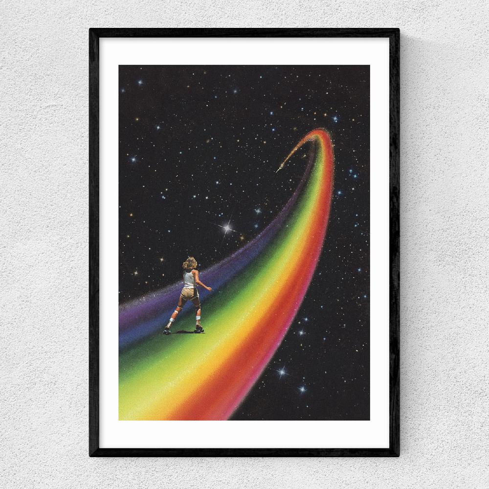 east end prints Retro Cosmic Rainbow Roller Skating