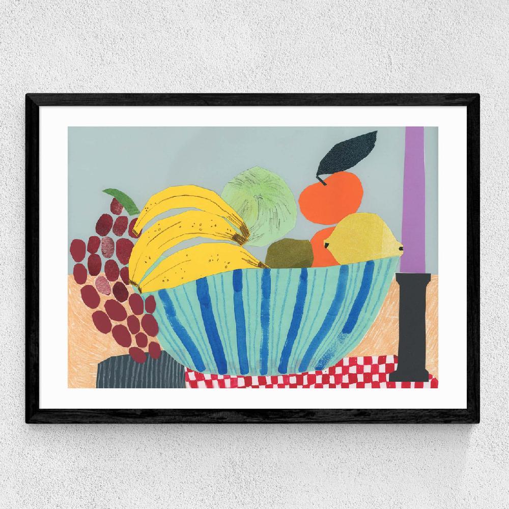East End Prints Still Life Colourful Fruit Bowl Collage