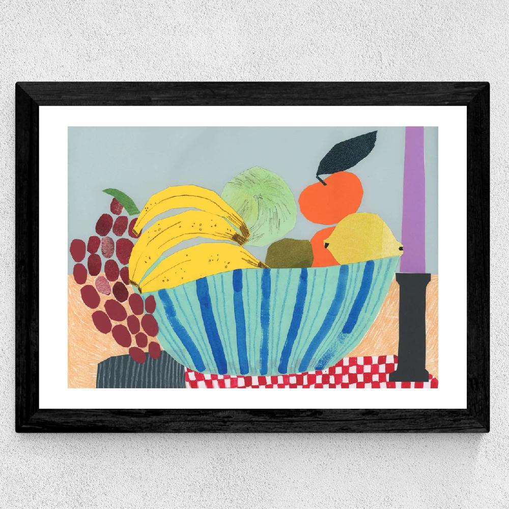 East End Prints Still Life Colourful Fruit Bowl Collage