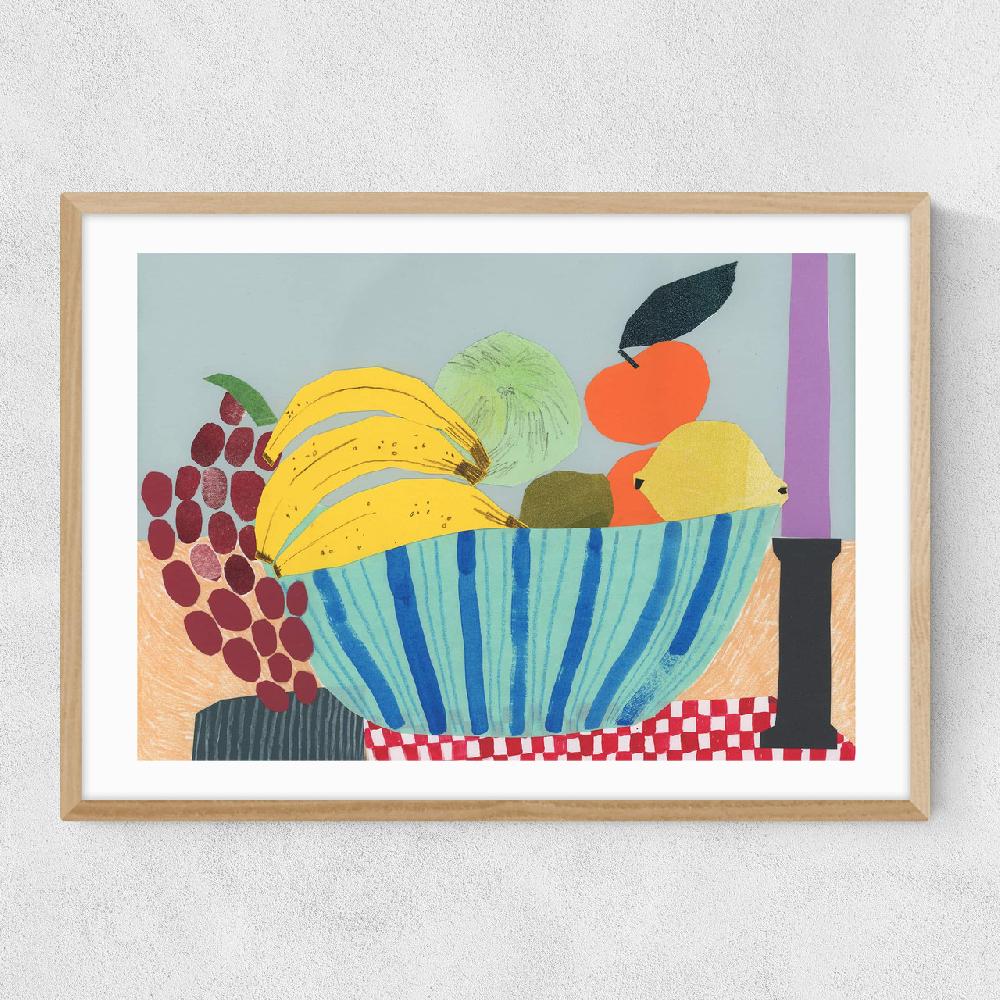 East End Prints Still Life Colourful Fruit Bowl Collage