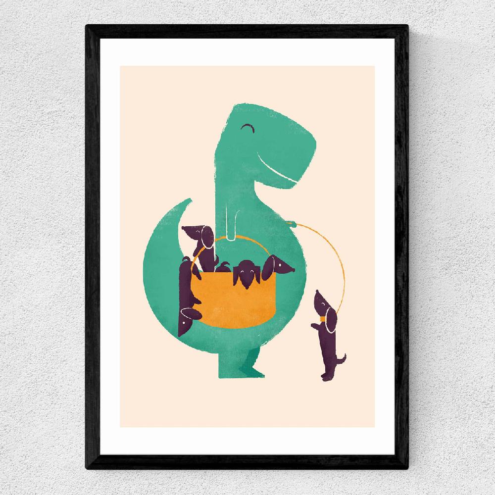 East End Prints T-Rex And His Basketful Of Wiener Dogs