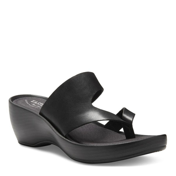 eastland Women's Laurel Wedge Thong Sandal Black