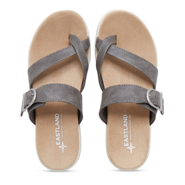 Eastland Women's Sienna Thong Slide Sandal Grey