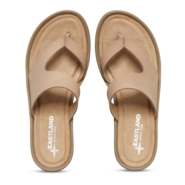 Eastland Women's Laurel Wedge Thong Sandal Light Grey