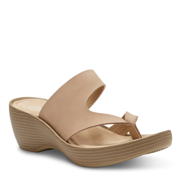 eastland Women's Laurel Wedge Thong Sandal Light Grey