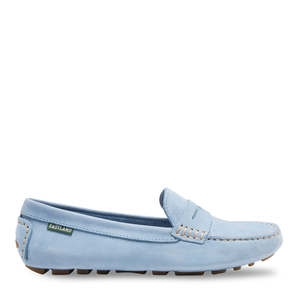 Eastland Women's Patricia Penny Loafer Driving Moc Light Blue Nubuc