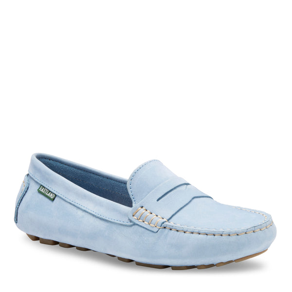 eastland Women's Patricia Penny Loafer Driving Moc Light Blue Nubuc