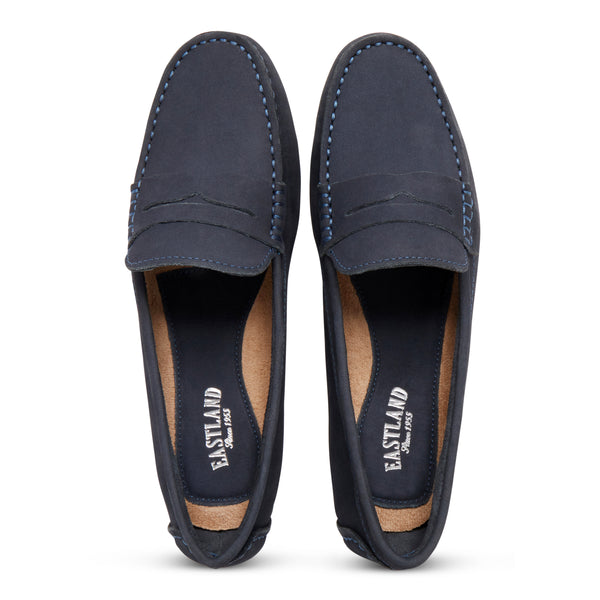 Eastland Women's Patricia Penny Loafer Driving Moc Navy Nubuc