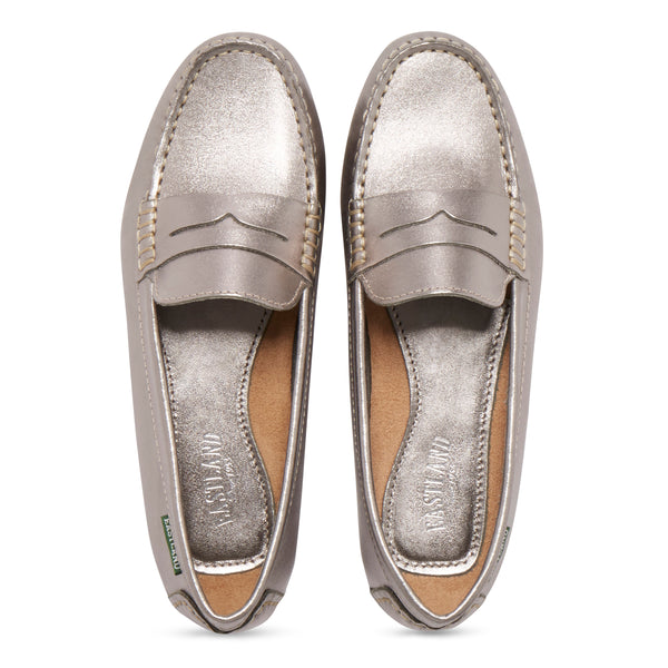 Eastland Women's Patricia Penny Loafer Driving Moc Silver Metallic