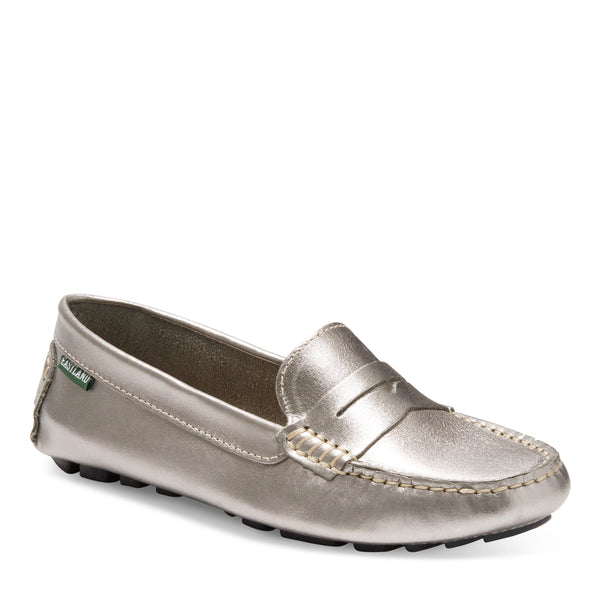 eastland Women's Patricia Penny Loafer Driving Moc Silver Metallic