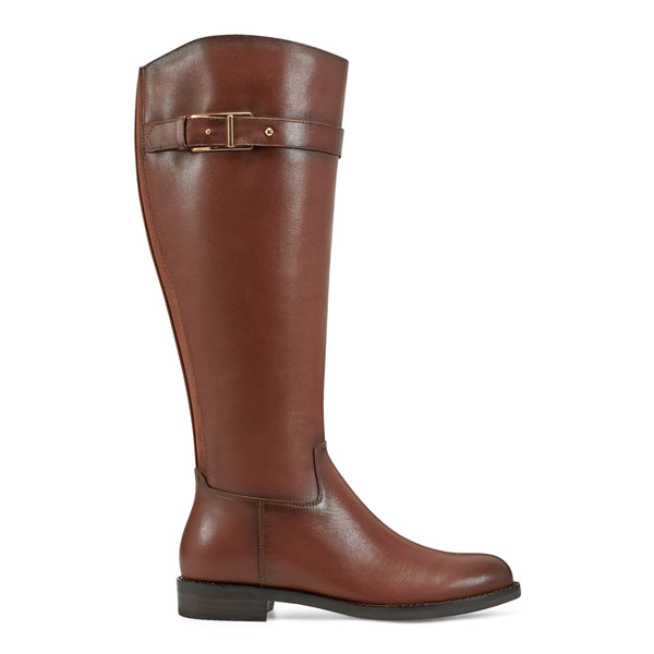 Easy Spirit Aubrey Wide Calf Casual Boots Brown Leather