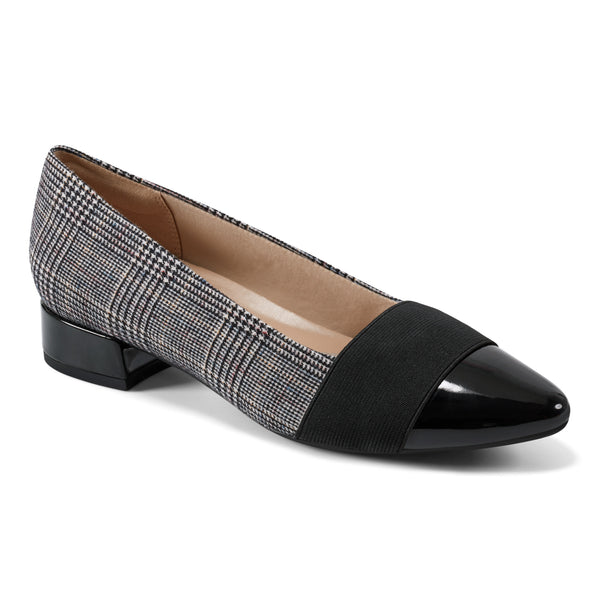 easy spirit Casta Cap Toe Dress Pumps Black/Grey Plaid