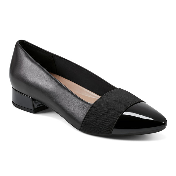 easy spirit Casta Cap Toe Dress Pumps Black Leather