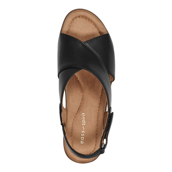 Easy Spirit Chantal Casual Heeled Sandals Black Leather