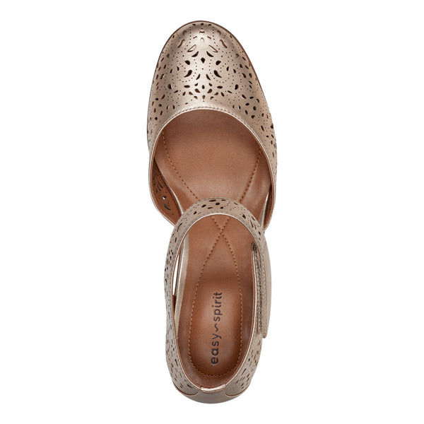 Easy Spirit Cindie Mary Jane Heels Bronze Pearlized