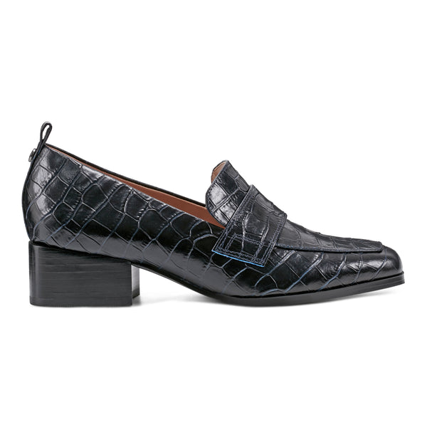 Easy Spirit Darlene Dress Loafers Navy Leather Croco