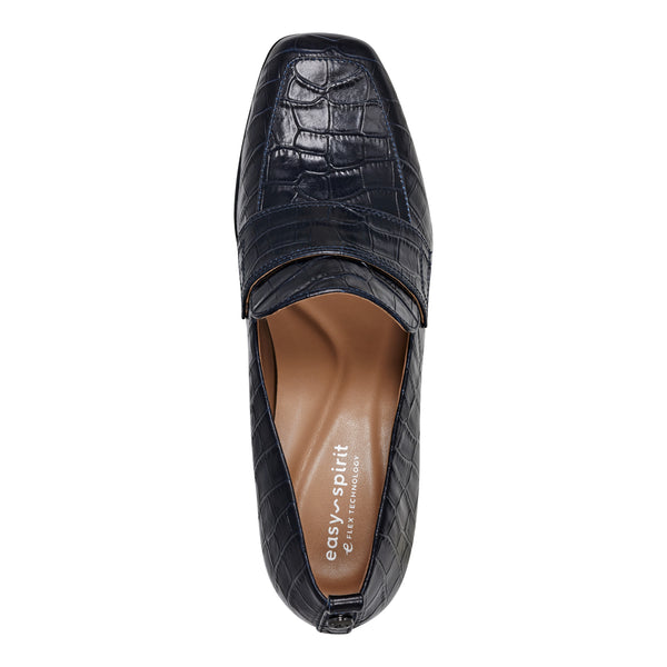 Easy Spirit Darlene Dress Loafers Navy Leather Croco