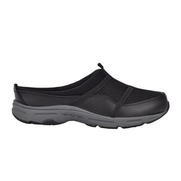 Easy Spirit Argyle Mesh Clogs Black Leather