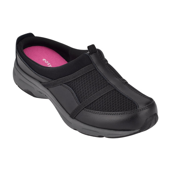easy spirit Argyle Mesh Clogs Black Leather