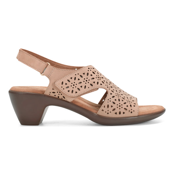 Easy Spirit Calix Heeled Sandals Natural Suede