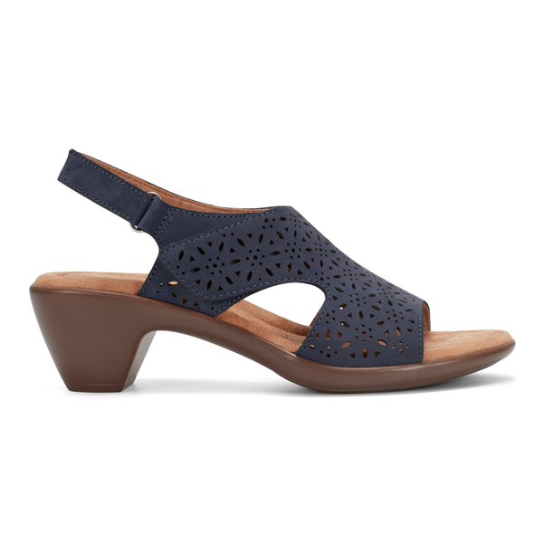 Easy Spirit Calix Heeled Sandals Navy Suede