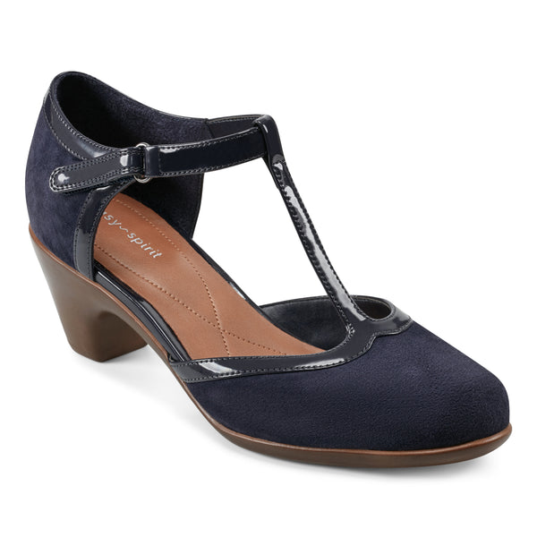 easy spirit Cara T-Strap Heels Dark Blue Suede