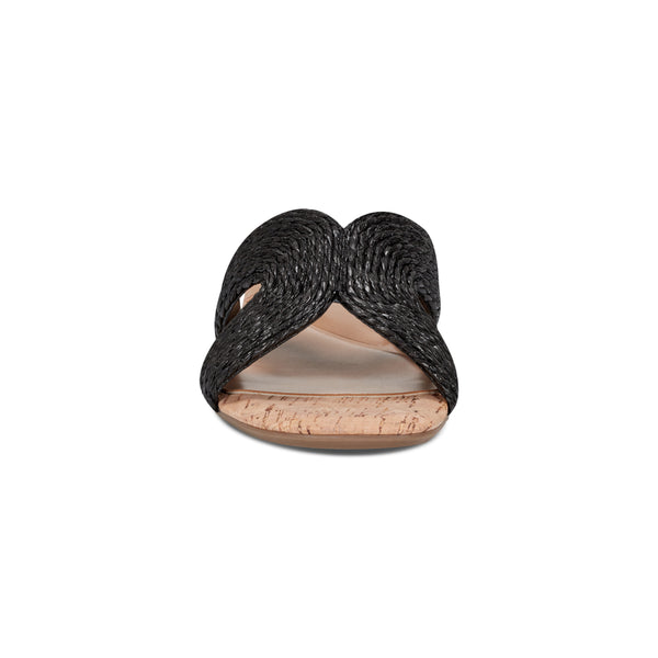 Easy Spirit Christy Slide Sandals Black Raffia