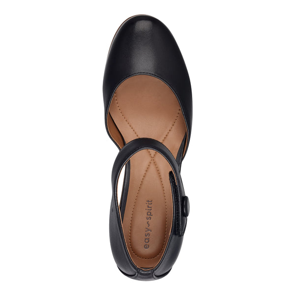 Easy Spirit Clarice Mary Jane Heels Black Leather