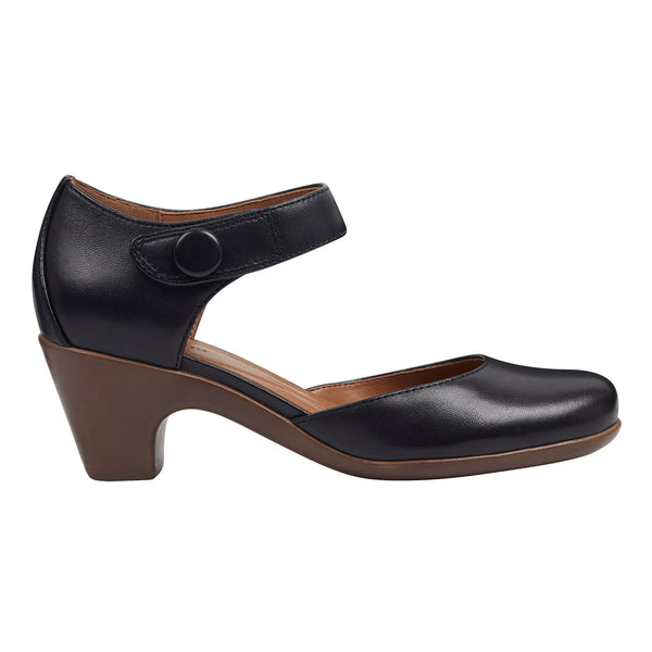 Easy Spirit Clarice Mary Jane Heels Black Leather